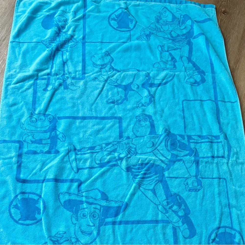 Disney Toy Story Embroidered Beach Towel Woody Buzz Pixar Blue Aliens Bath